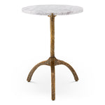 Eichholtz Side Table Cortina oval and an oval white marble top. The vintage brass finish gives this table a timeless