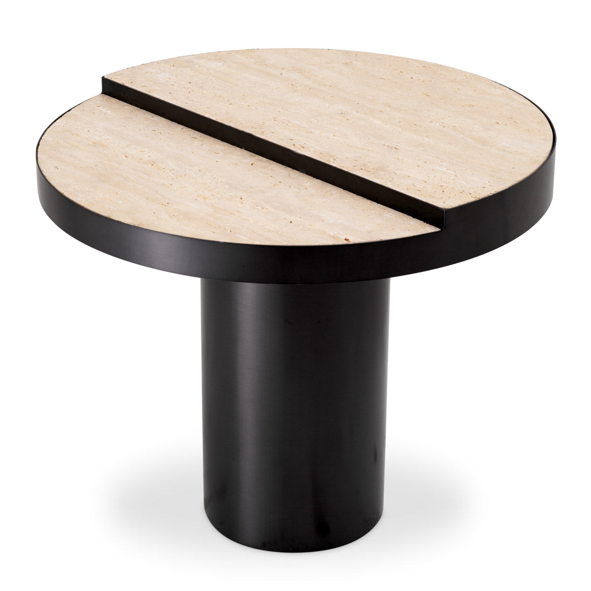 Eichholtz Side Table Excelsior nature's embrace. The side table's bronze finish imbues an air of opulence, while the travertine