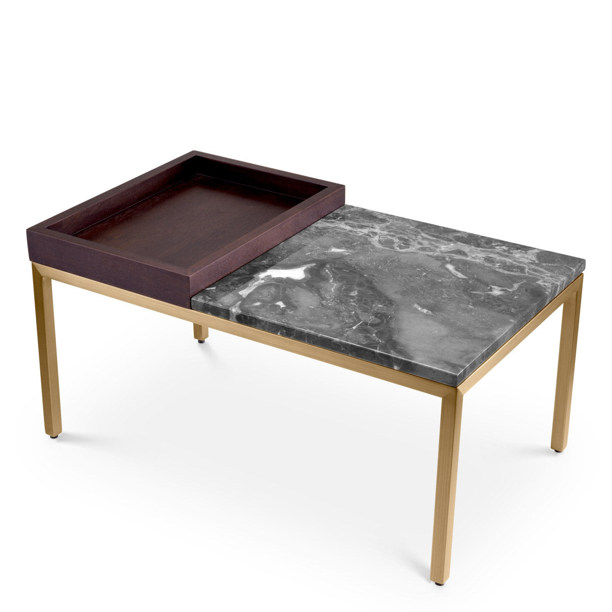 Eichholtz Side Table Forma grey marble top adds an element of sophistication. The brown oak veneer tray creates a