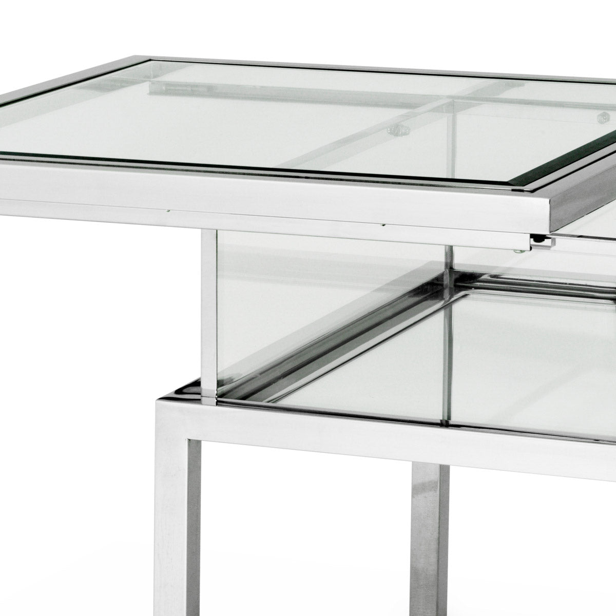 Eichholtz Side Table Harvey of clear tempered glass and a bottom of mirrored glass. Side Table Harvey Crafted by