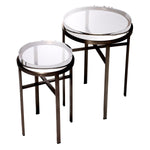 Eichholtz Side Table Hoxton set of 2 a crossed bar, each piece stands out by an ultra-thick clear glass tabletop. This adorable