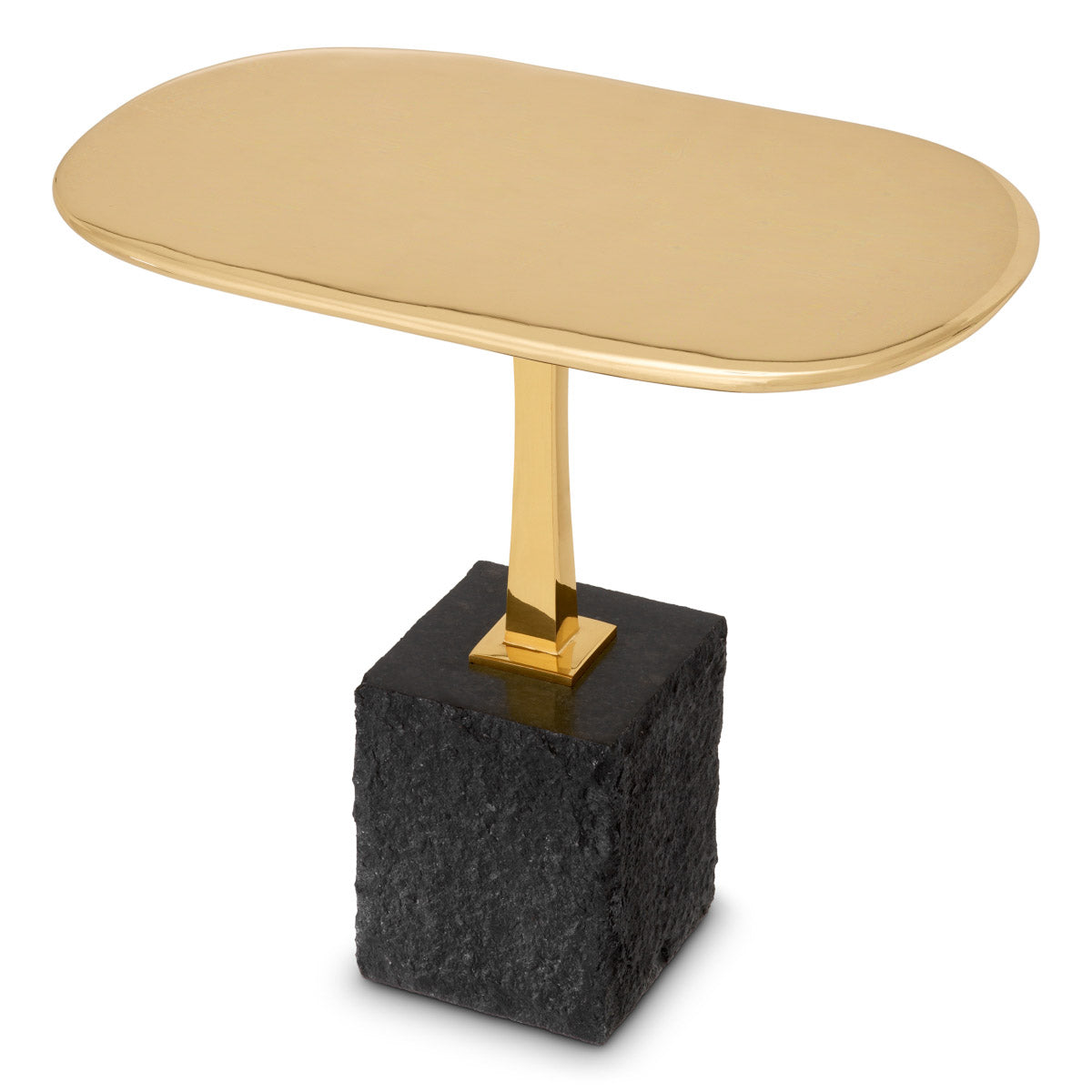 Eichholtz Side Table Kayan L features a rough black granite base, displaying the natural beauty of hand-cut solid granite. At