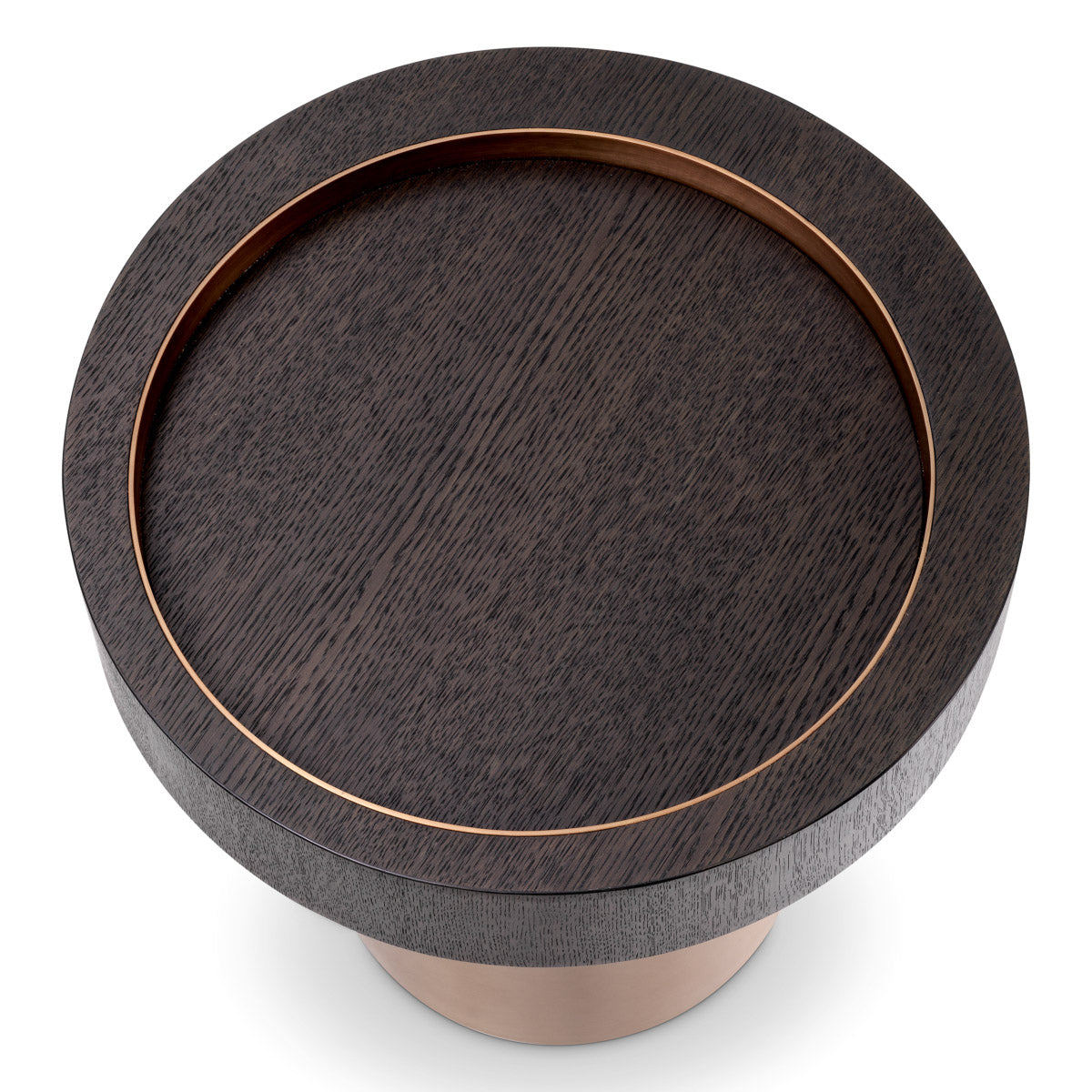 Eichholtz Side Table Otus round brass finish adorns the table with a resplendent allure. The perfectly round shape of the