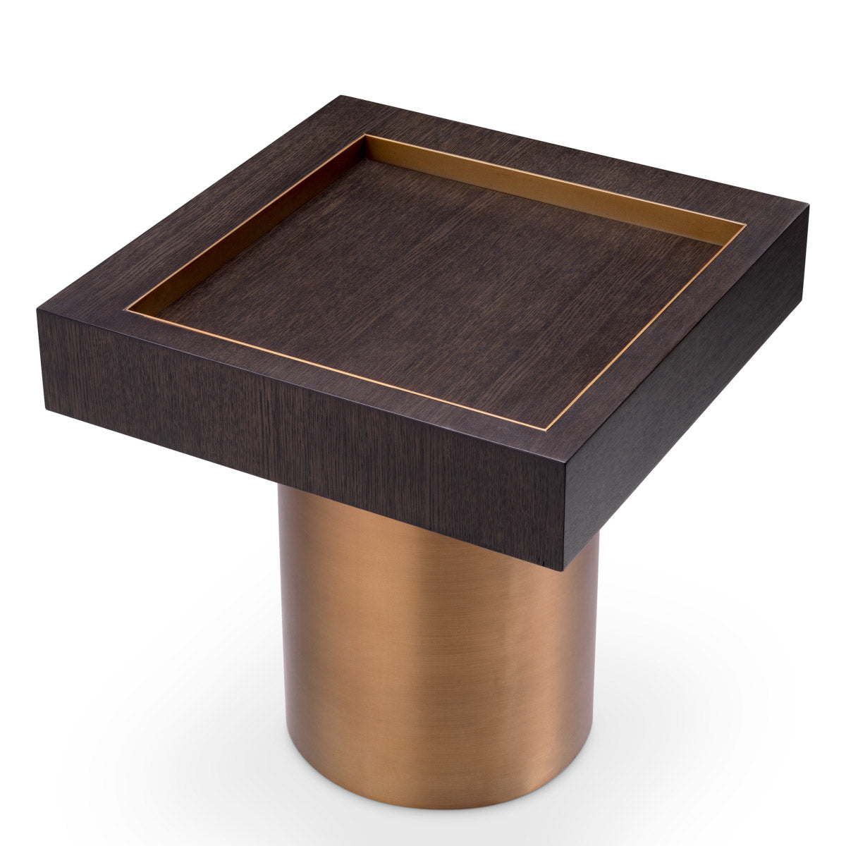 Eichholtz Side Table Otus square envelopes the table with its captivating richness and unique character, while the brushed brass finish