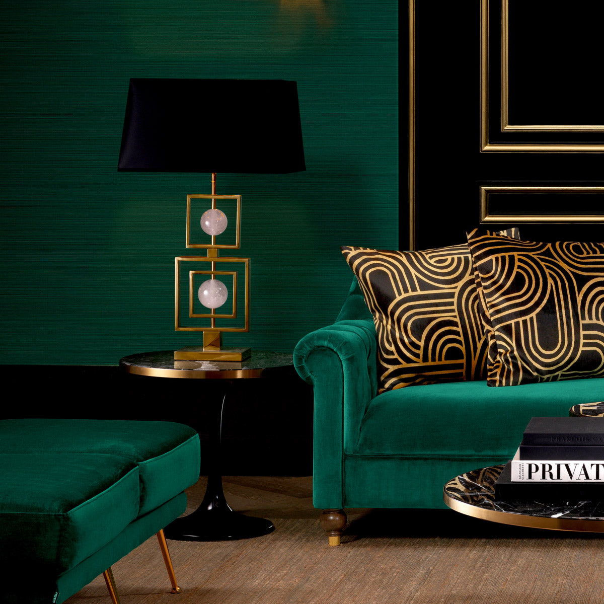 Eichholtz Side Table Parme its black faux marble tabletop with brushed brass rim, this tulip style side table is