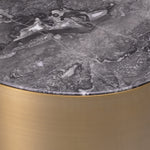 Eichholtz Side Table Porter oval black base and a grey marble top. The warm look of the brass counterpoints the