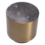 Eichholtz Side Table Porter round Round in shape, this lovely end table pairs a brushed brass casing with a black