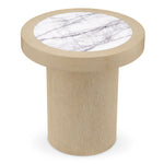 Eichholtz Side Table Presedio washed oak veneer base elegantly contrasted by a shimmering Bianco Lilac marble top, this piece