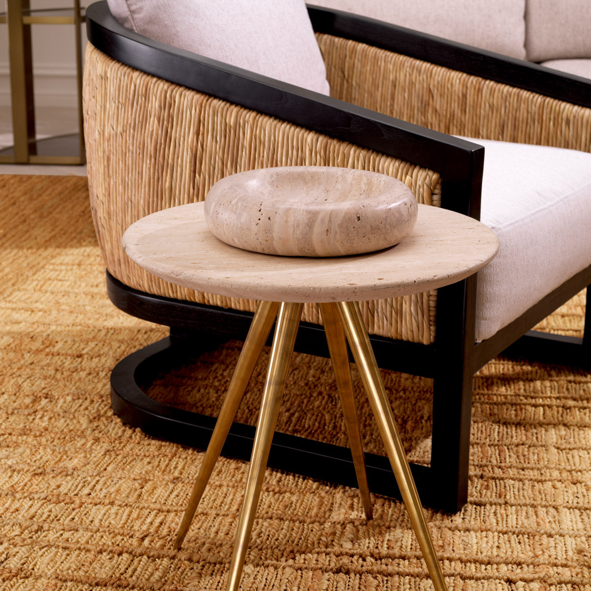 Eichholtz Side Table Ranco enhances your space. Expertly artisan-crafted with a vintage brass finish, this piece is accentuated by
