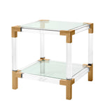 Eichholtz Side Table Royalton Side Table Royalton features two clear glass table surfaces that run parallel to clear acrylic