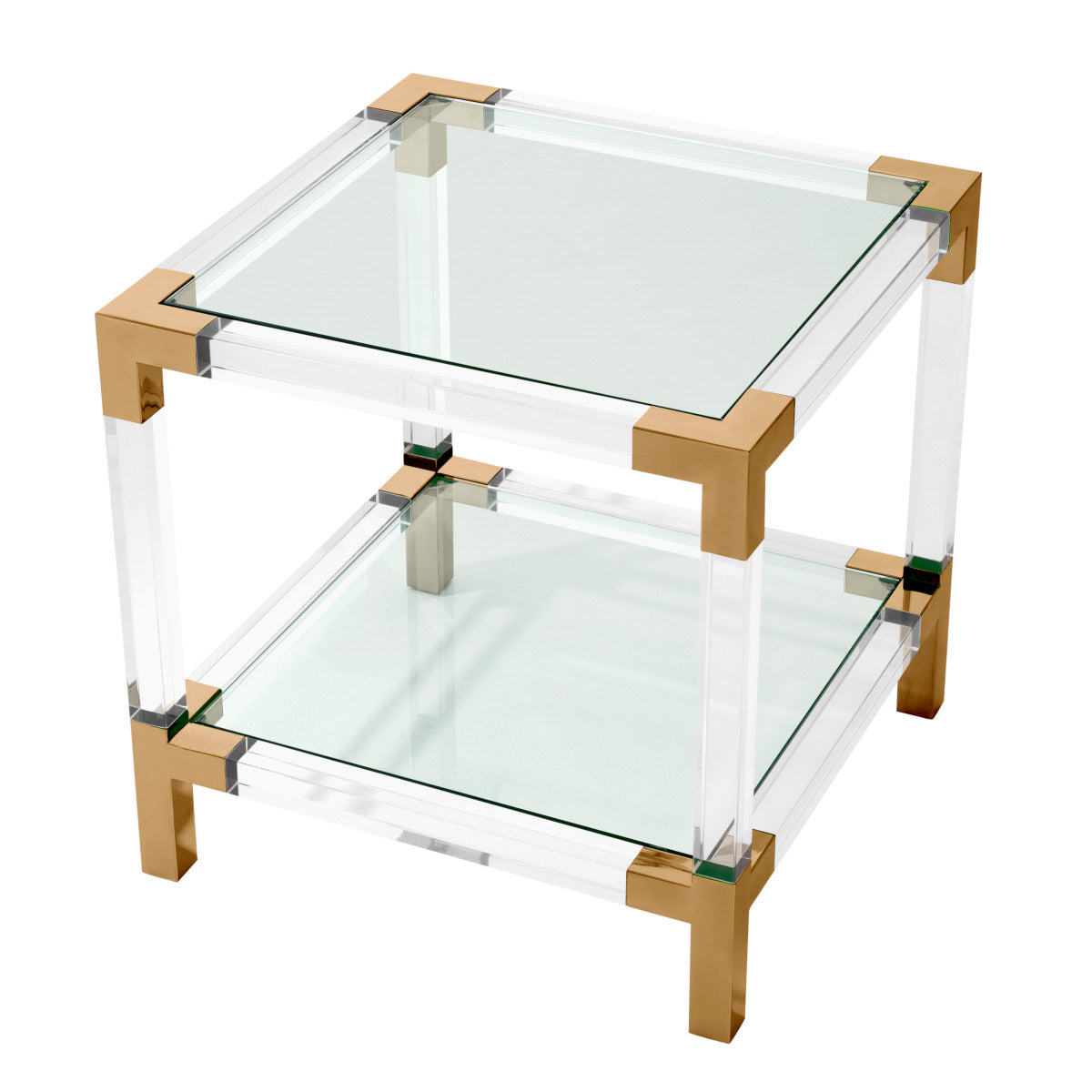 Eichholtz Side Table Royalton rods. Corners and legs of brushed brass finish complete the modern aesthetic. Enjoy the Bauhaus