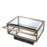 Eichholtz Side Table Ryan once. The vitrine has a brushed brass finish frame with clear glass plates on the