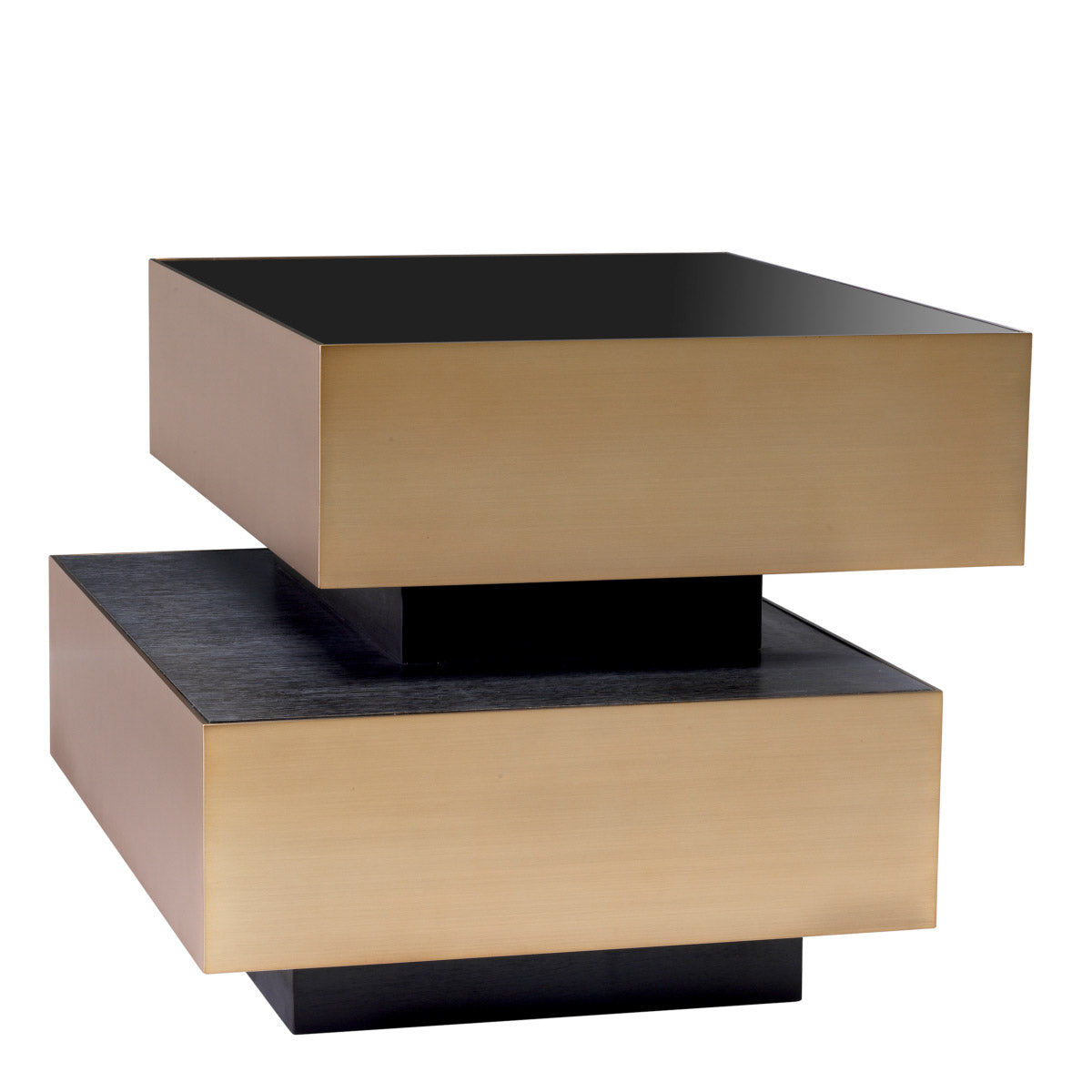 Eichholtz Side Table Shelton top of charcoal grey oak veneer, the upper one has a top of black glass.