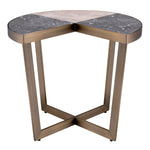 Eichholtz Side Table Turino parts of grey and beige marble and has a metal rim and legs with a