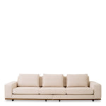 Eichholtz Sofa Aurora L beige textured upholstery and sleek tapered brown wooden legs complement this three seater sofa perfectly.