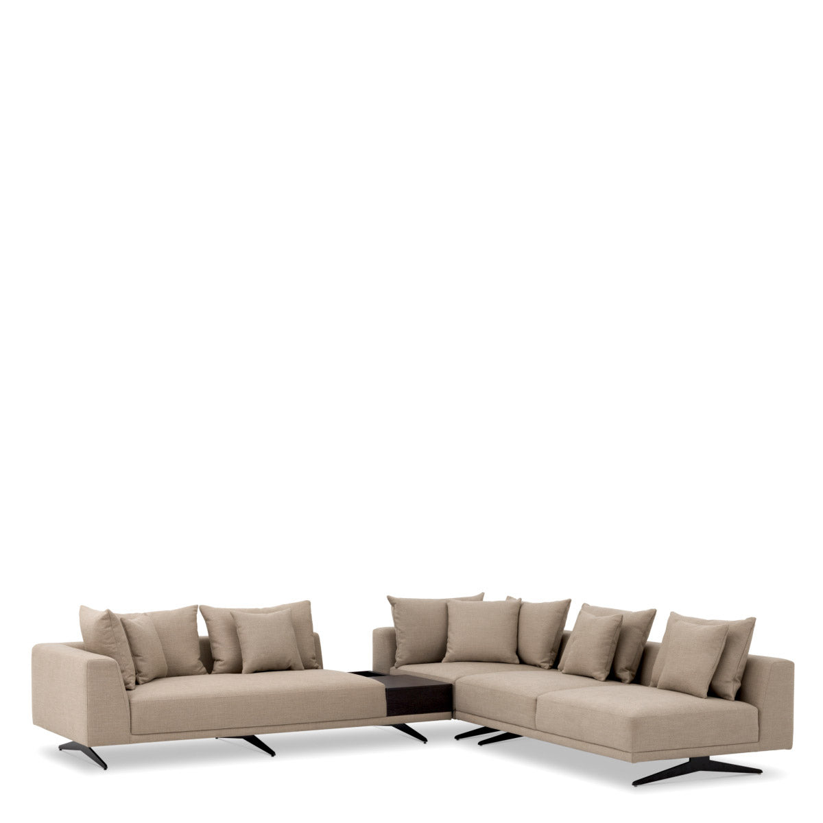 Eichholtz Sofa Endless Including an in-built side table in dark brown veneer, Sofa Endless offers loads of set-up