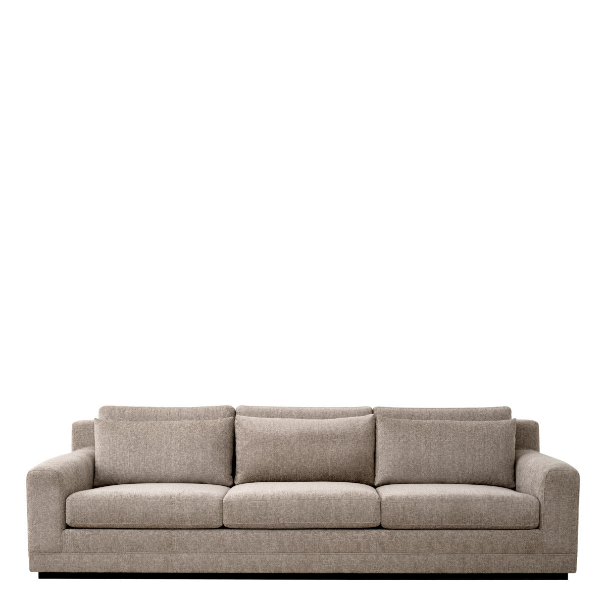 Eichholtz Sofa Manhattan in Hunt Chenille Taupe with a sleek black base, it complements any decor effortlessly. It