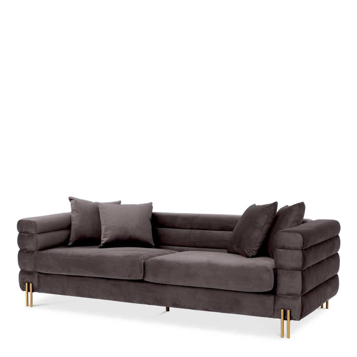 Eichholtz Sofa York The fabulous Savona grey velvet York Sofa with brushed brass legs oozes a touch of