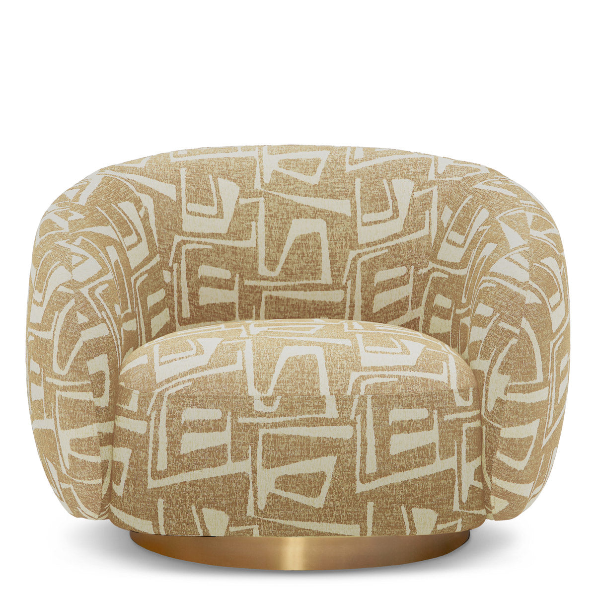 Eichholtz Swivel Chair Brice living space. Sleek and sophisticated, this light brown swivel chair features an elegant curve and