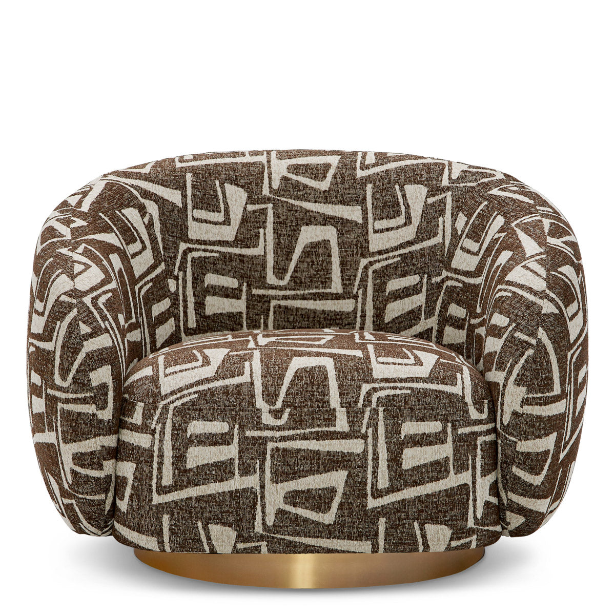 Eichholtz Swivel Chair Brice living space. Cosy and contemporary, this elegantly curved swivel chair features a stylish dark brown-coloured