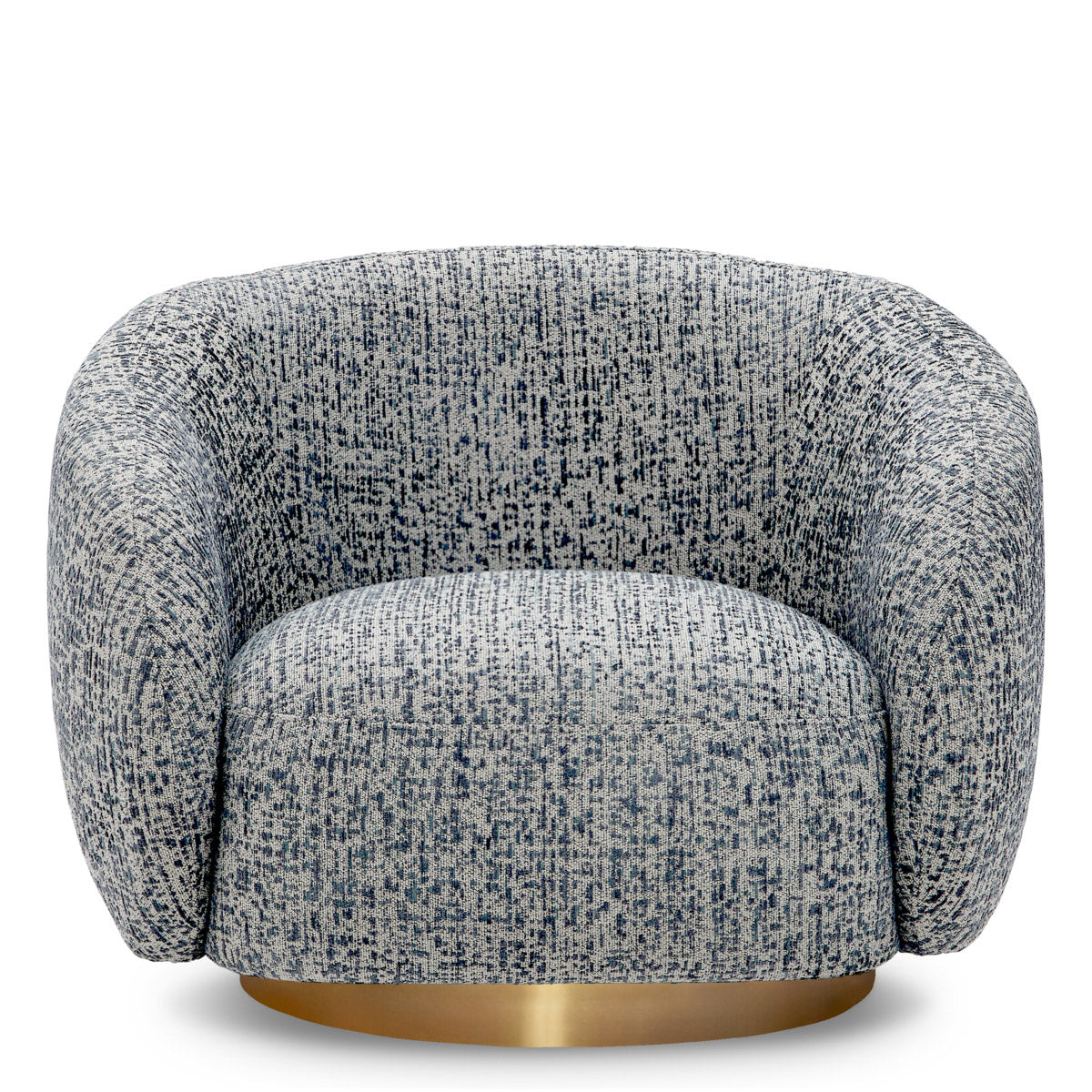 Eichholtz Swivel Chair Brice living space. Soft, sculptural, and stylish, this swivel chair in blue fabric offers both comfort