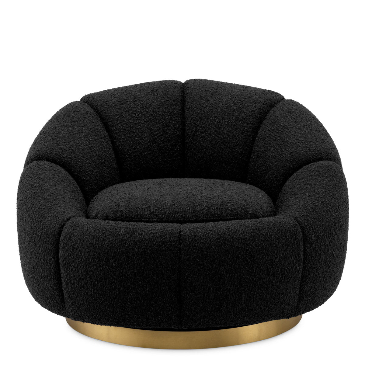 Eichholtz Swivel Chair Inger your home. Looking like an open flower, this delightful bouclé black accent chair will be