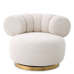 Eichholtz Swivel Chair Phedra Upholstered in textured Lyssa off-white fabric and featuring a brushed brass finish swivel base, Phedra