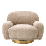 Eichholtz Swivel Chair Udine to any living space. Featuring a Lyssa sand upholstery and a brushed brass finish swivel