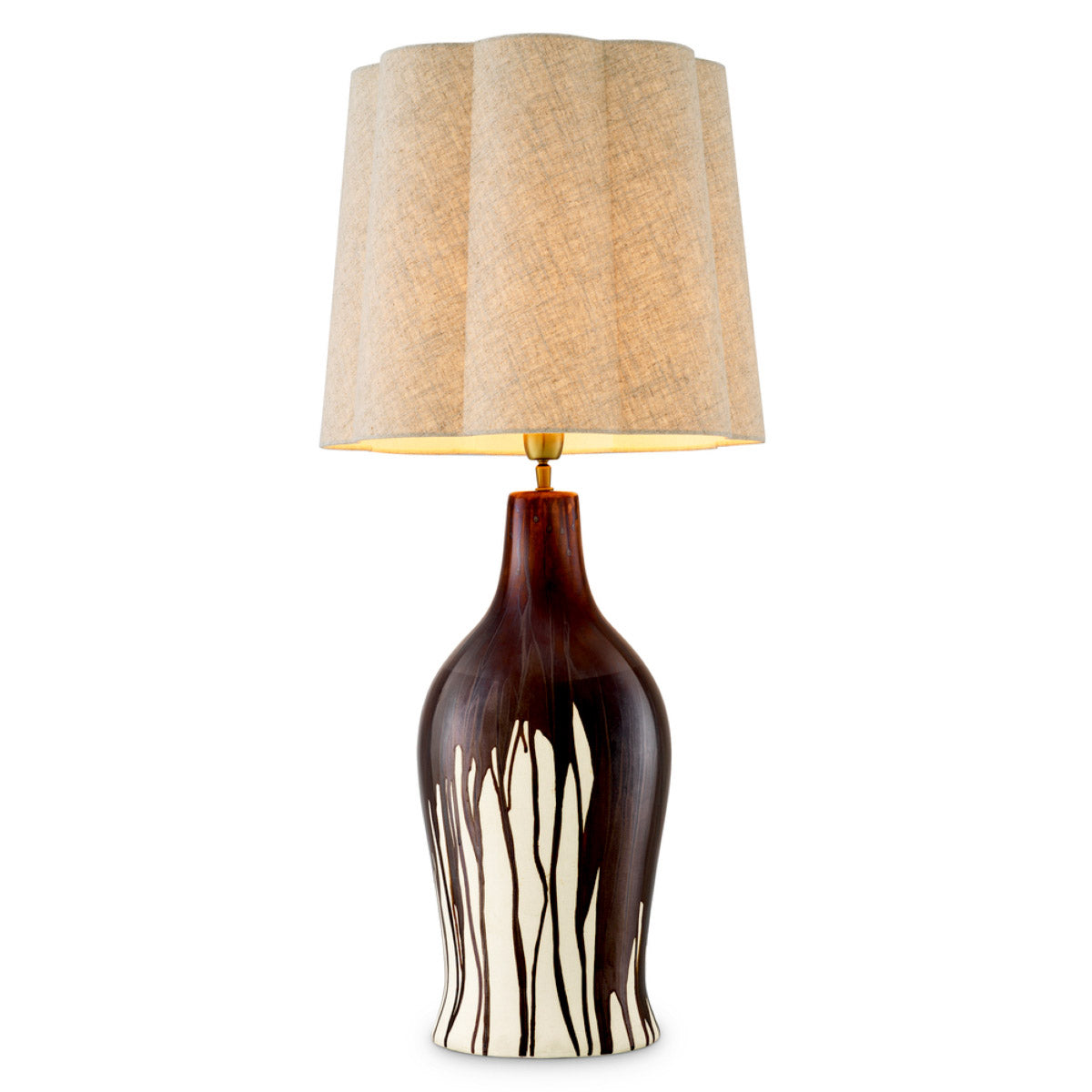 Eichholtz Table Lamp Beatriz Embrace sophistication with the Beatriz Table Lamp, featuring a distinctive brown drip-effect ceramic base c...