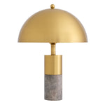 Eichholtz Table Lamp Flair chic cylindrical grey marble base and dome-shaped lampshade in brass finish, this contemporary table lamp