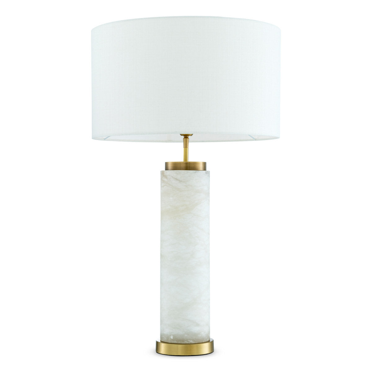 Eichholtz Table Lamp Lxry a base and socket with antique brass finish. It is completed with an off-white drum