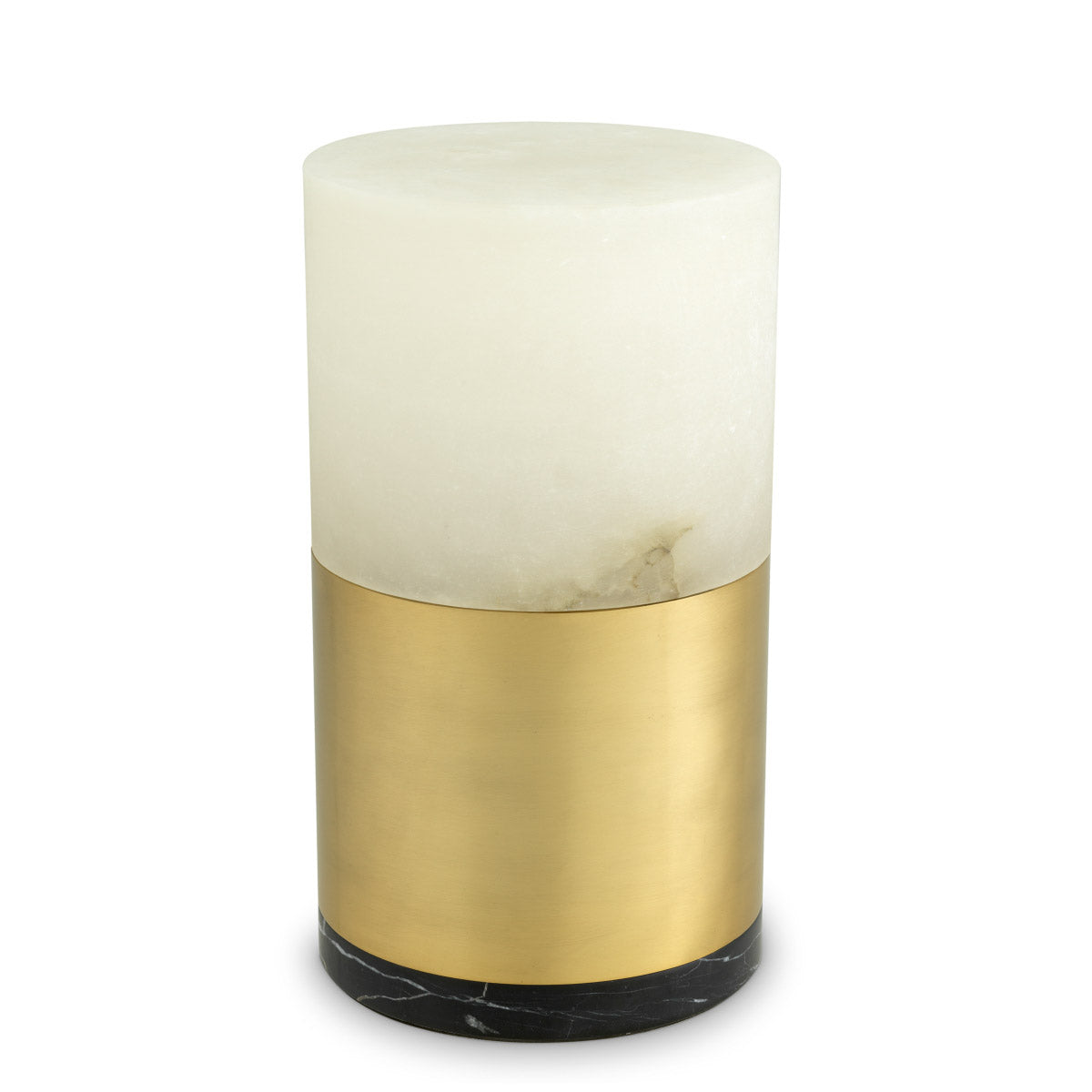 Eichholtz Table Lamp McLean¸ 20 cm modern and minimalist interiors. Standing on a cylindrical antique brass body with a black marble