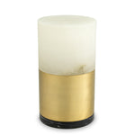 Eichholtz Table Lamp McLean¸ 20 cm modern and minimalist interiors. Standing on a cylindrical antique brass body with a black marble