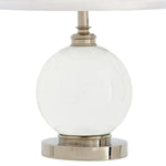 Eichholtz Table Lamp Octavia ball base is mounted on a round nickel plinth and crowned with a pleated white
