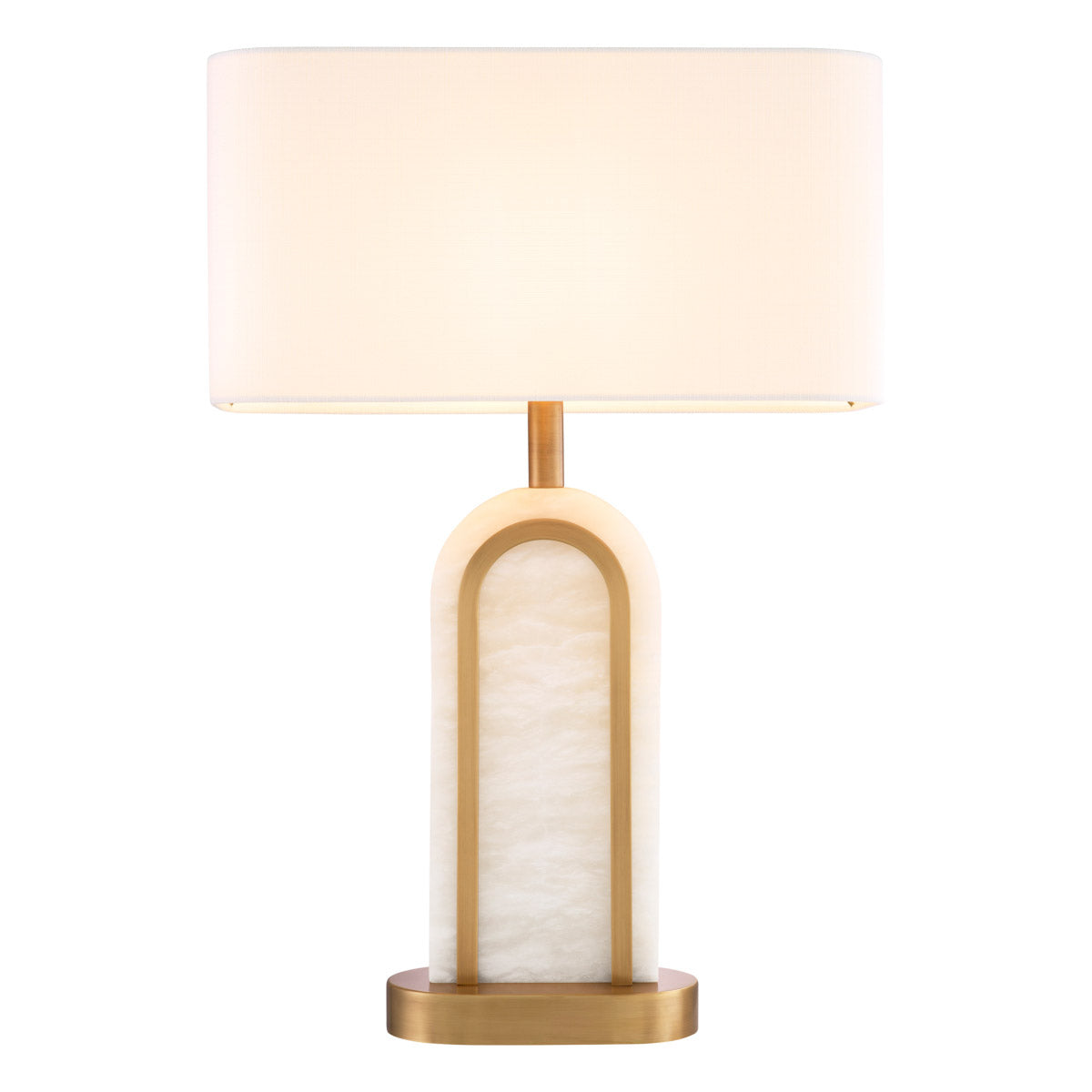 Eichholtz Table Lamp Palladio base. The lamp's linen mix shade diffuses light to create a warm, inviting ambiance. With