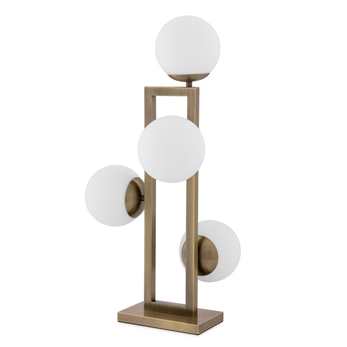 Eichholtz Table Lamp Pascal brushed brass finish. 4 white glass spheres add an elegant style to this vintage style