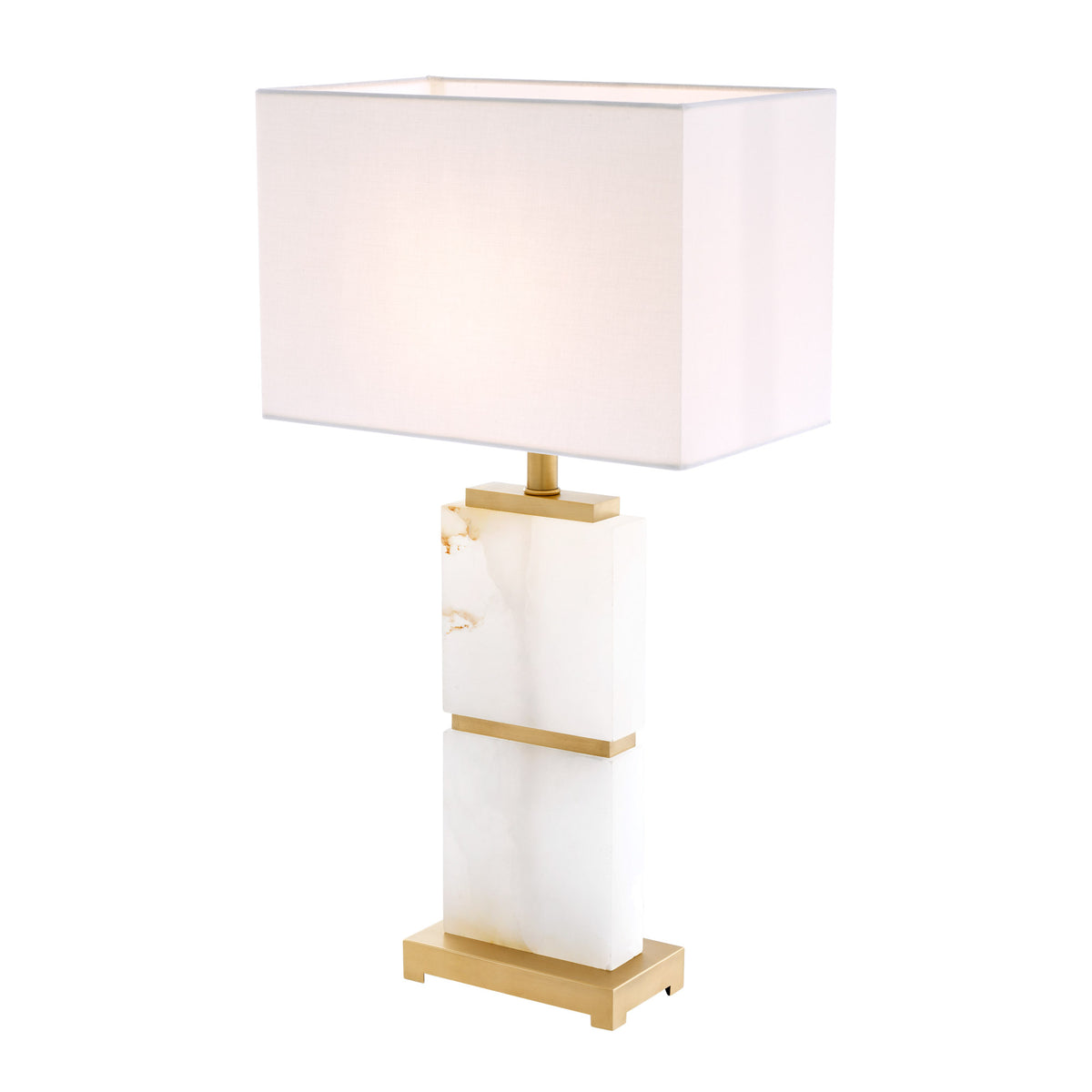 Eichholtz Table Lamp Robbins sculptural lamp base with matte brass finish and white alabaster, this impressive table lamp with