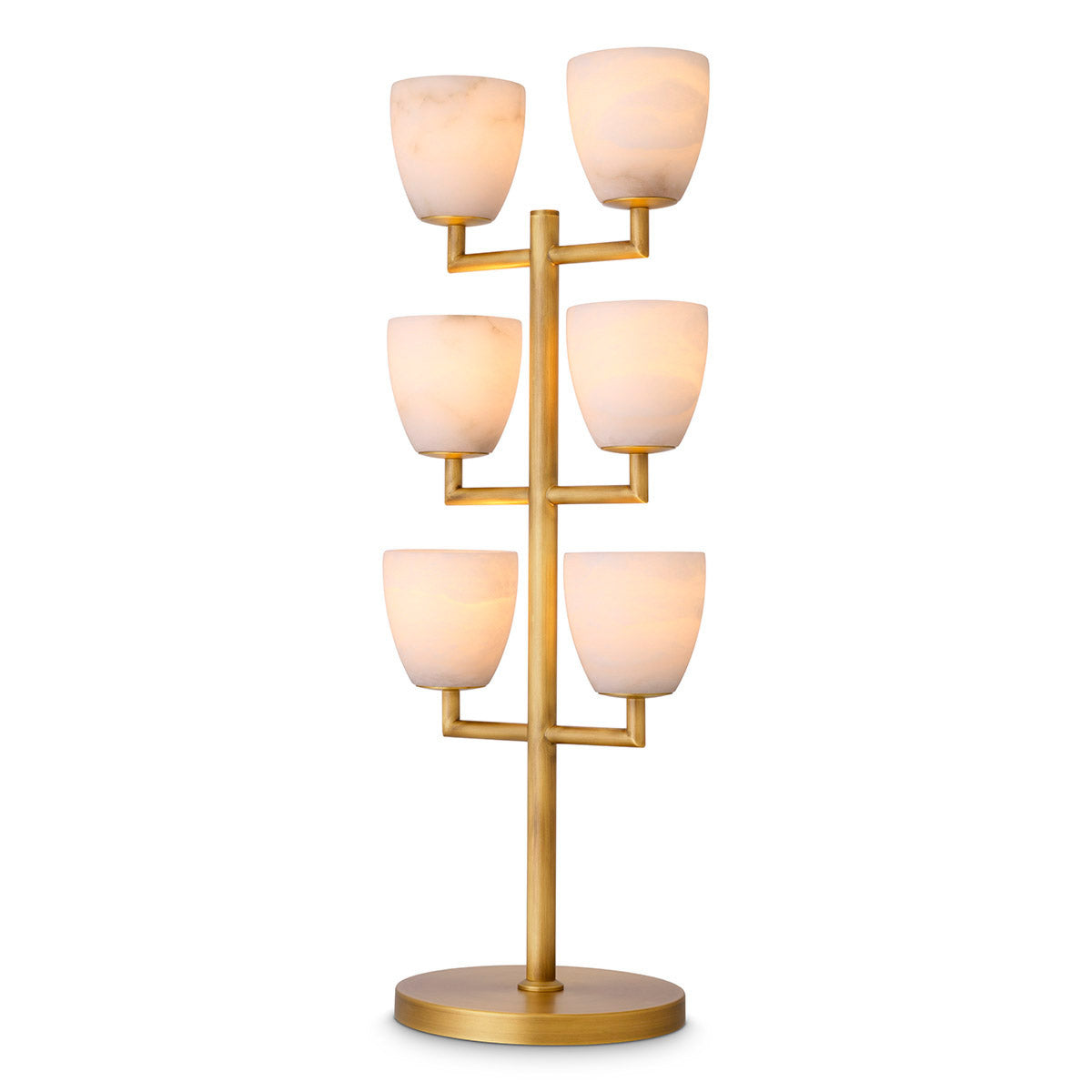 Eichholtz Table Lamp Valerius Featuring a clean-lined candelabra style frame and round base in an antique brass finish, Table