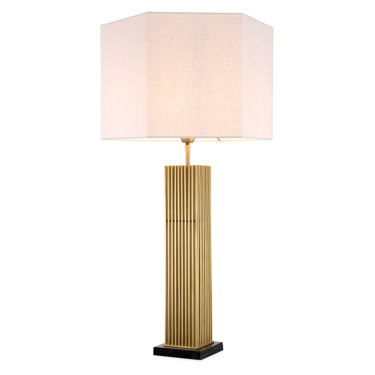 Eichholtz Table Lamp Viggo With no less than 96 solid square antique brass finish tubes mounted on a marble
