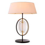 Eichholtz Table Lamp Vincente that features a gold-coloured inside and two free-form plates of bevelled clear glass. Table Lamp