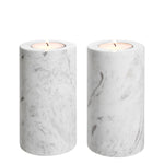 White Marble Tealight Holders (2) Tobor