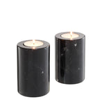 Eichholtz Tealight Holder Tobor S set of 2 to your décor. Comprised of black marble with white veins, these tealight holders are a