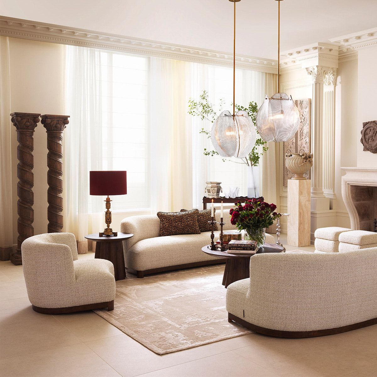 Chair Stelvio Winslow chenille beige | walnut finish base 94% polyester | 6% acrylic Chairs & Sofas TMA0342 3