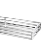 Eichholtz Tray Ersa table arrangements. Featuring a mirror glass bottom shelf and open-sided nickel finish surround, this rectangular