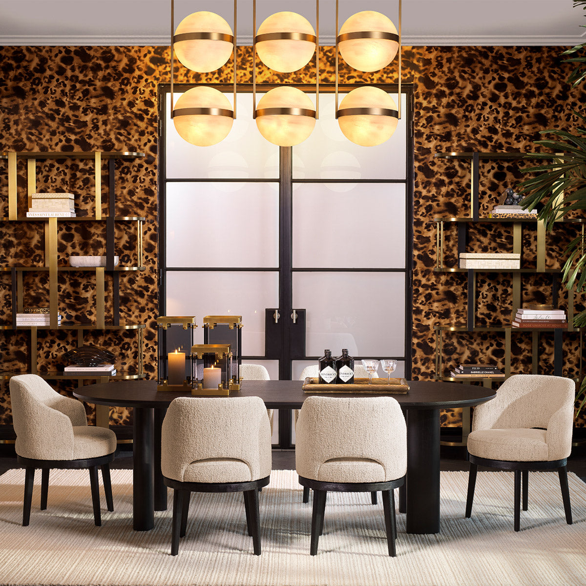 Eichholtz Tray Lenora rectangular serving accessory, with its handmade ribbed frame in vintage brass finish, is a testament