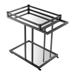 Eichholtz Trolley Beverly Hills a sleek stainless steel frame with bronze finish and shelves of bevelled mirror glass. Trolley