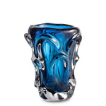 Eichholtz Vase Aila Handblown from blue glass and embellished with arc-shaped decorations, Vase Aila is a perfect fit