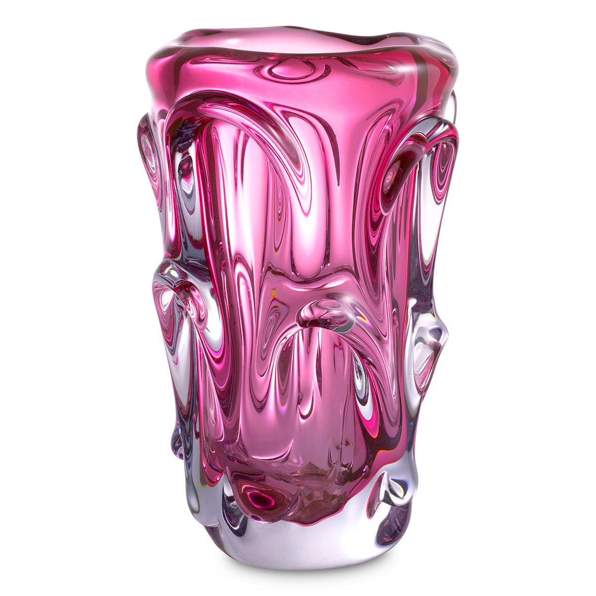 Eichholtz Vase Aila L Handblown from pink glass and embellished with arc-shaped decorations, the large Aila Vase is a