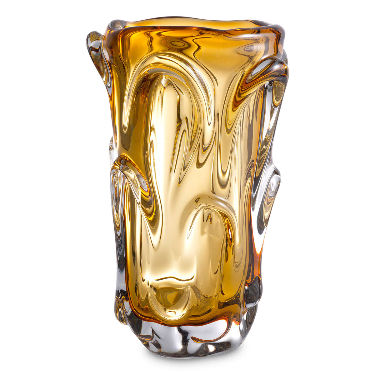 Eichholtz Vase Aila L Handblown from yellow glass and embellished with arc-shaped decorations, the large Aila Vase is a