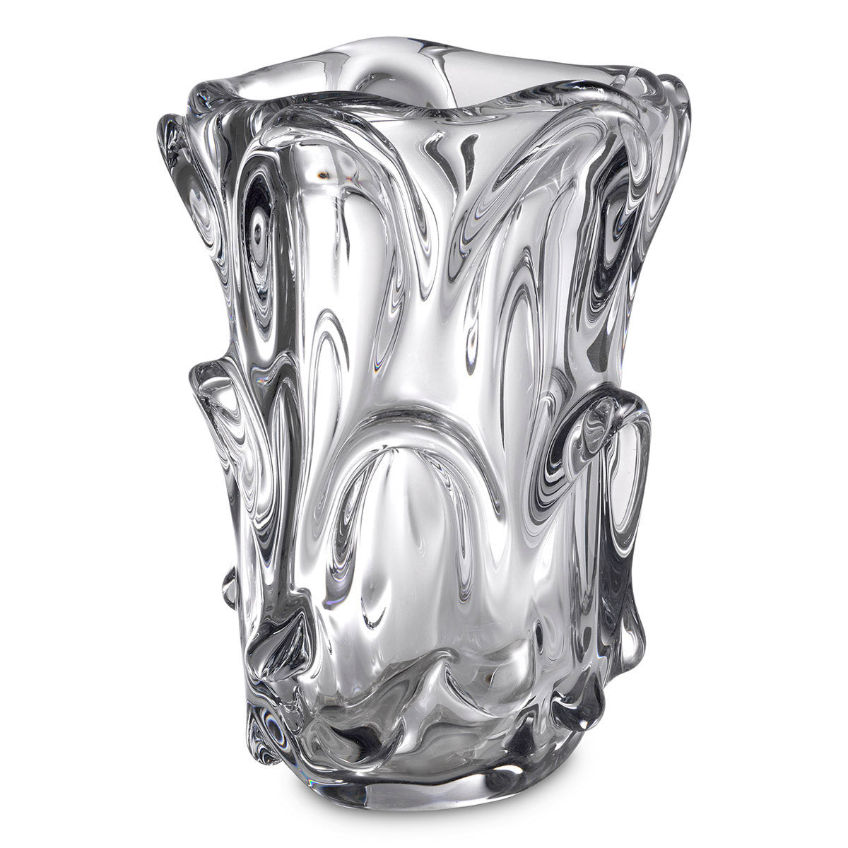 Eichholtz Vase Aila L Handblown from clear glass and embellished with arc-shaped decorations, the large Aila Vase is a
